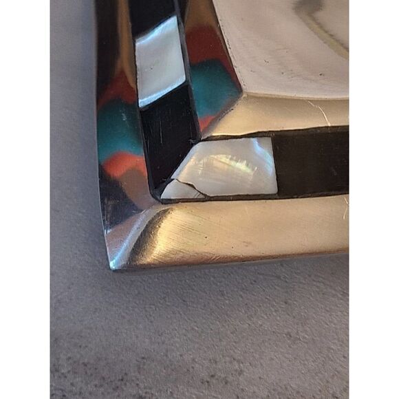 Towle Silversmith Midnight & Mother of Pearl Inlay 14" Platter W/ 4 Sections EUC - Picture 9 of 9